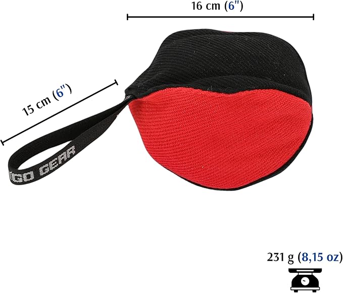 Dingo Gear Dog Tug Toy for Strong Dog, Bite Training, IGP, Fun, French Linen, Big Ball red S02781
