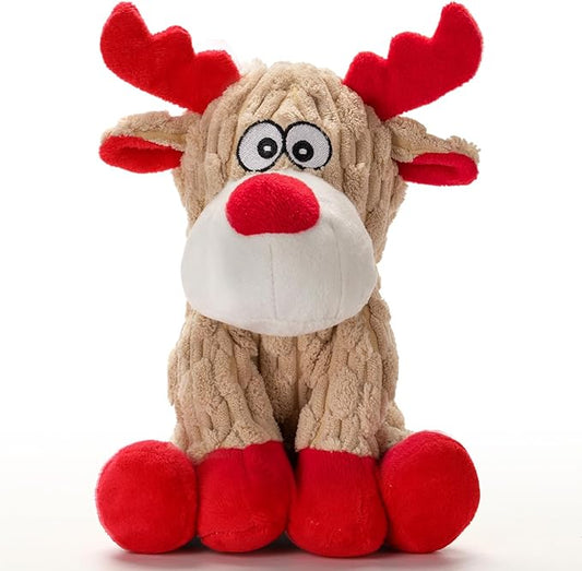 Dog Christmas Toys, Plush Chew Toys for Dogs, Funny Reindeer Squeaky Dog Toy with Crinkle Paper, Gifts for Dogs, Plsuh Dog Toy for Small, Middle, Large Breed, Interactive Pet Toys