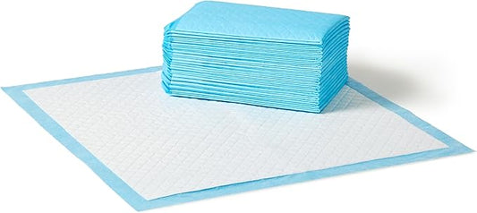 Amazon Basics Heavy Duty Absorbent Dog and Puppy Pee Pads with 5-Layer Leak-Proof Design and Quick-Dry Surface for Potty Training, Regular Size, 24 x 23 Inches, Blue & White, 20-Count