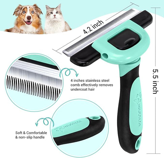 MIU COLOR Pet Grooming Brush, Deshedding Tool for Dogs & Cats, Effectively Reduces Shedding by up to 95% for Short Medium and Long Pet Hair，Spring Green