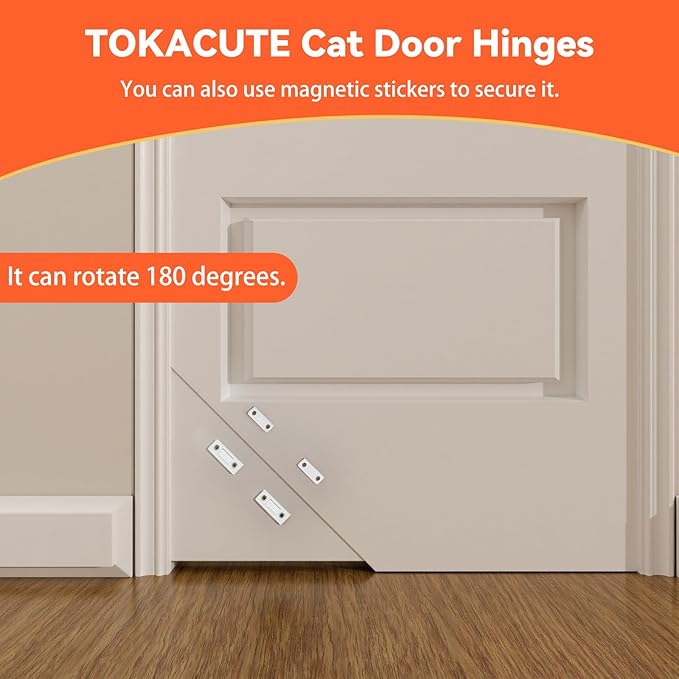 Cat Door Corner, Cat Door Hinges for Interior Door, Left and Right Doors Sharing, Cat Corner Door for Your Cat with Private Space