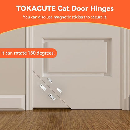 Cat Door Corner, Cat Door Hinges for Interior Door, Left and Right Doors Sharing, Cat Corner Door for Your Cat with Private Space