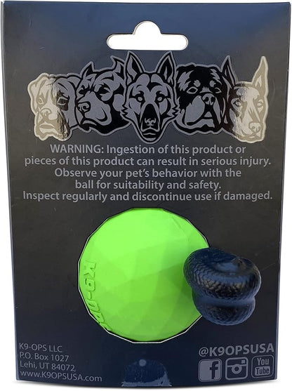 K9 Ops Dog Ball on a Rope Moki Tug Toy - Solid Rubber Fetch Training Reward - Large Dogs Tugs Durable Aggressive Chewers (Envy Green, MD/LG)