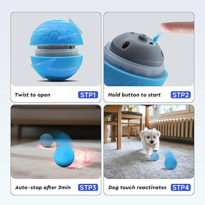 Interactive Small Dog Toy Ball, 2.1 Inch Smart Jumping Ball for Puppy/Small Dogs, Activated Automatic Bouncing Moving Vibrating, Dog Toy for Small Dogs to Keep Them Busy, 2-Speed Adjustable