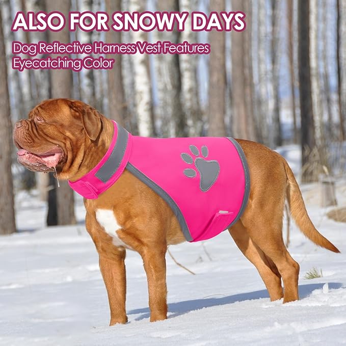 SUNFURA Dog Reflective Safety Vest, High Visibility Adjustable Dog Hunting Harness Vest for Outdoor Activity & Night Walking, Breathable Pet Jacket for Small Medium Large Dogs (Pink, XXL)