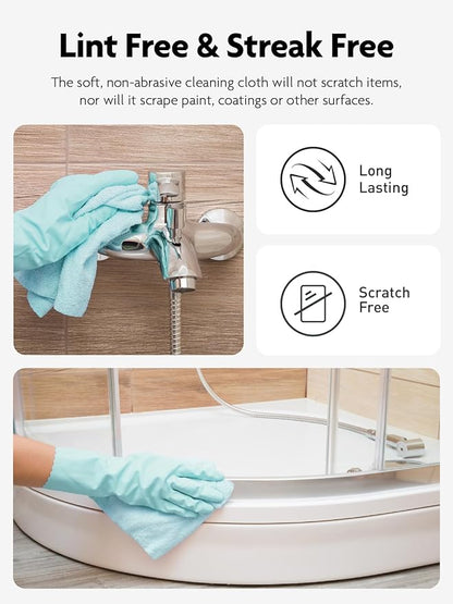 Fantasticlean Microfiber Cleaning Cloth Roll -60 Pack, Tear Away Microfiber Towels, 12" x 12", Reusable, Washable, Scratch Free, Ultra Absorbent Dishcloth for All-Around Cleaning (White & Blue)