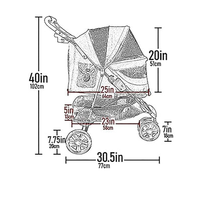 Pet Gear No-Zip Special Edition 3 Wheel Pet Stroller for Cats/Dogs, Zipperless Entry, Easy One-Hand Fold, Removable Liner, Cup Holder, Charcoal Black