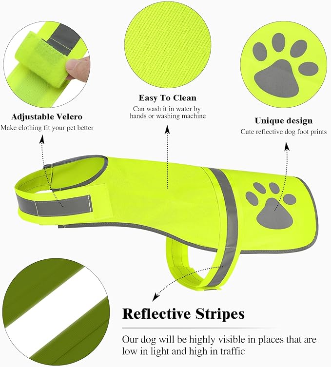 Candofly Reflective Dog Vest, High Visibility Dog Hunting Vest Lightweight Safety Dog Jacket for Night Walking Camping (Neon Green, X-Large)