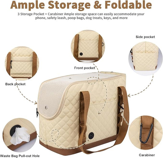 Dog Purse Carrier for Small Dogs, Soft Sided Pet Carrier with Pockets, Foldable Dog Carrier Purse for Puppy, Rabbit, Cat, Washable Breathable Pet Carrier, Dog Carrier Bag for Outdoor Shopping Travel