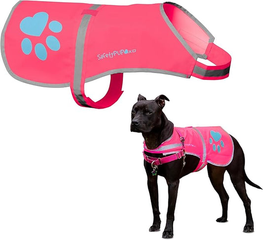 SafetyPUP XD Dog Reflective Vest – Hi-Vis Fluorescent Visibility That Helps to Safeguard Your Pet On/Off Leash in Urban & Rural Areas (Pink, Small)