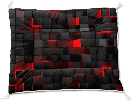 Dog Cat Bed Mat Ultra Soft Fluffy Pet Bed Washable Fashion Dog Crate Beds Comfy Comfy Pet Sleeping Pad Suitable for Pet Raised Bed(30"x26",Red Black)