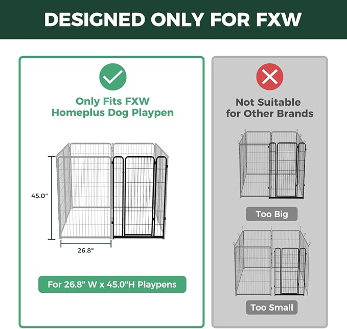 FXW Homeplus Unleashed Dog Playpen Designed for Indoor Use, 1 Add-on Gate, 45" Height for Large Dogs, Black │Patented