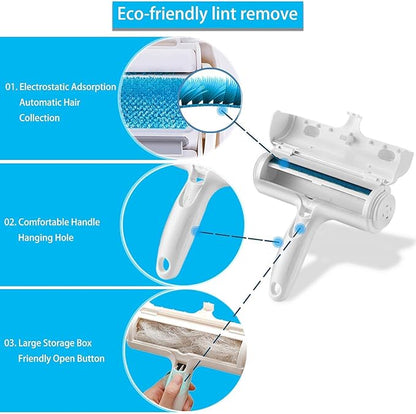 ACE2ACE Pet Hair Removal Tool, Reusable Lint Roller for Pet Hair, Self Clean Cat Hair Remover with Dust Bin, Dog Hair Remover for Couch, Furniture, Carpet, Sofa and Bedding