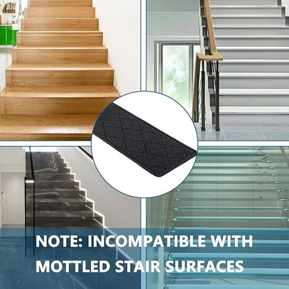 Stair Treads for Wooden Steps Indoor, 7 Pack 8" X 30" Non Slip Carpet Stair Treads with Reusable Adhesive for Kids Elders and Dogs, Surface Polyester TPR Backing Stair Rugs,Black