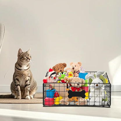 Dog Toy Bin-Dog Toy Basket-Metal Storage Box-Chew-Proof Dog Food Toy Storage Container-Toy Box For Living Room Area-Dog Storage Organizer-For Puppy Leash,Accessories, Blanket Food Storage Container.