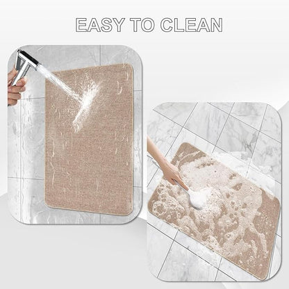 Indoor Door Mat, 1/10 in Ultra Thin Door Mat, Non-Slip Natural Rubber Backing Inside Doormat, Washable, Low-Profile Entrayway Mats, Durable Dirt Trapper for Various Entrance, 35''X24'', Khaki