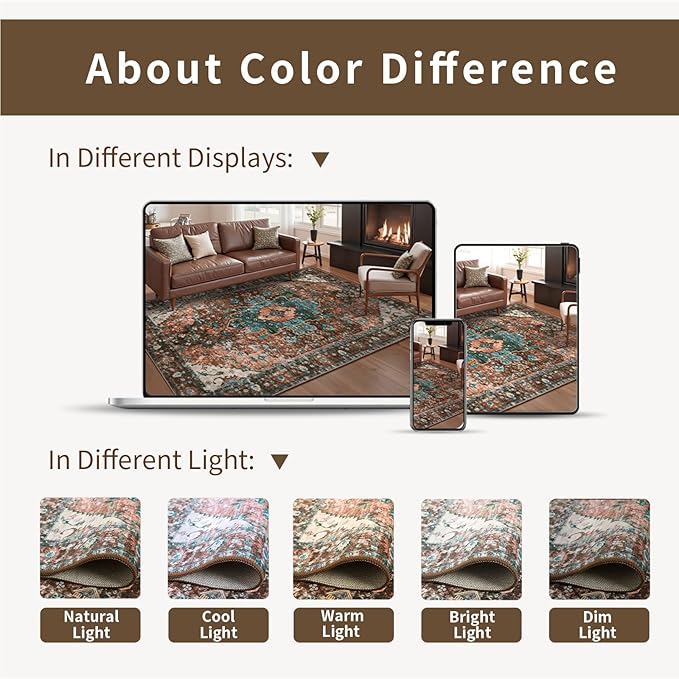 Ciicool Washable Vintage Runner Rug - 2'6" x 10' ft Hallway Carpet, Boho Low Pile Long Non Slip Soft Stair Runner Kitchen Carpet Indoor Oriental Throw for Living Room Bathroom Entry