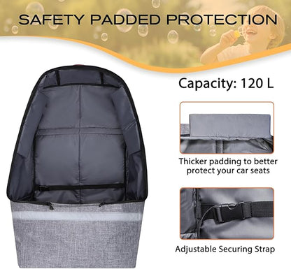 LARIPOP Car Seat Travel Bag for Airplane Gate Check Approved, Padded Backpack with Adjustable Straps, Reflective Strips & Protective Feet for Infant Convertible Booster Seats, Grey