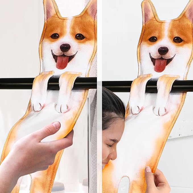 AGRIMONY Funny Corgi Dog Hand Towels for Kitchen Bathroom - Dog Mom Dad Gifts for Women Men Teens Kids-Easter Mothers Fathers Days Valentines Housewarming Birthday Gifts for Corgi Lovers