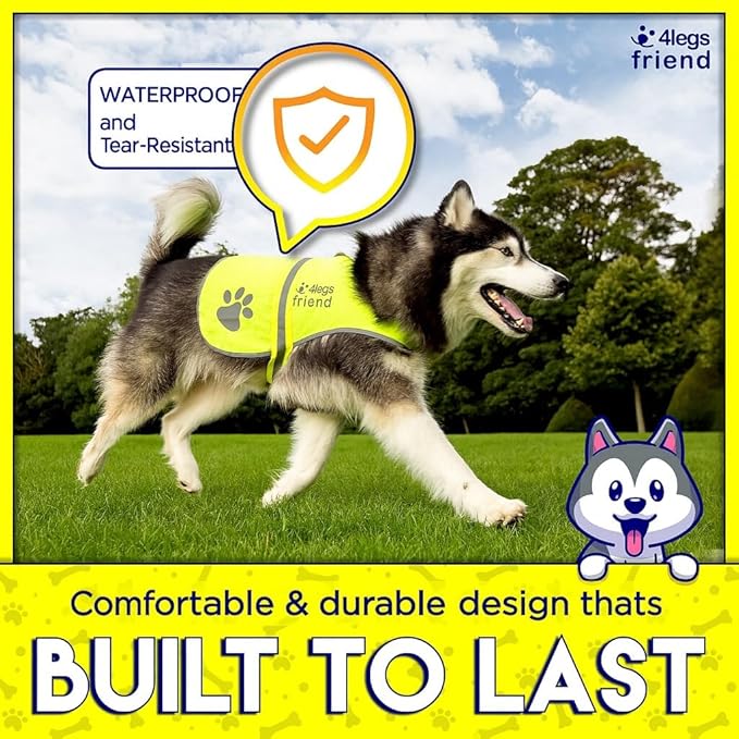 Safety Reflective Vest for Dogs - High Visibility for Outdoor Activity Day and Night, Protect Your Pet from Cars & Hunting Accidents