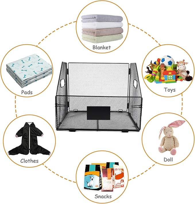 Geyecete dog toy bin large Iron art dog toy basket dog toy box dog toy storage folding largedog toy Organizer with Handle box Can be Personalized