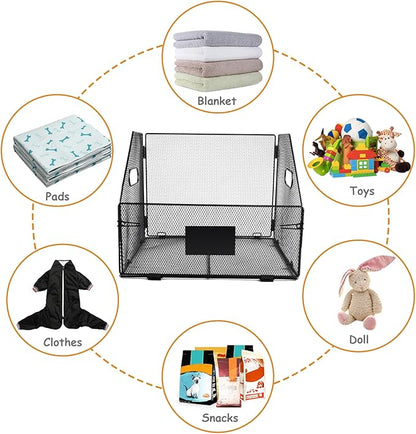 Geyecete dog toy bin large Iron art dog toy basket dog toy box dog toy storage folding largedog toy Organizer with Handle box Can be Personalized