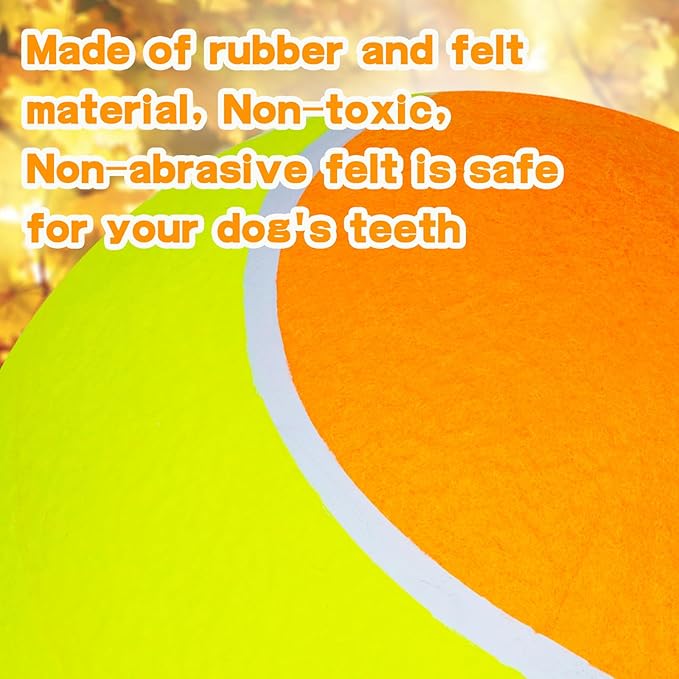 Big Tennis Ball for Dogs, Giant Dog Tennis Ball Toy Large Outdoor Sports Gift for Small Medium Large Dog (Yellow Orange, 9.5 inch)