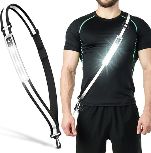 LED Reflective Belt Sash Walking Gear,Safety Lights for Walkers at Night,High Visibility Safety Rechargeable Reflective Running Gear for Men Women Kids Night Dog Walking Gear