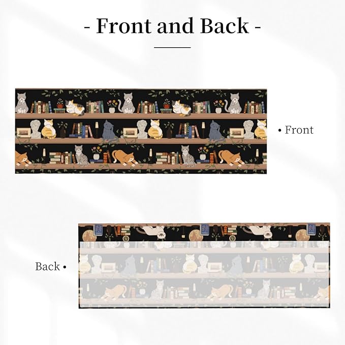 Bookshelf Cat Curtain Valance Short Rod Pocket Window Treatment for Living Room Bedroom Kitchen Bathroom 1 Panel 54" W x 18" L