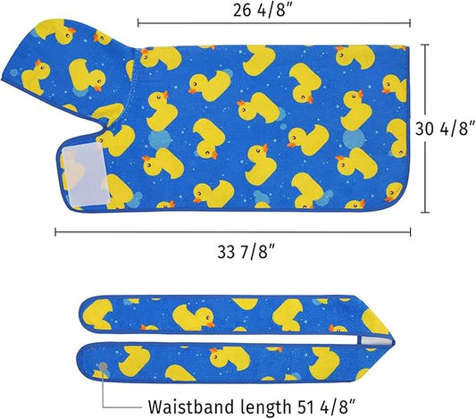 HDE Dog Bathrobe Super Absorbent Quick Drying Puppy Towel Wrap Coat Adjustable After Bath Robes with Hood for Dog Sizes S-XXL Blue Rubber Ducks XL