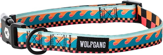 Wolfgang Heavy Duty, Adjustable Dog Collar with Quick Release Nylon Buckle for Walking & Training, BuenaOnda Print, Large