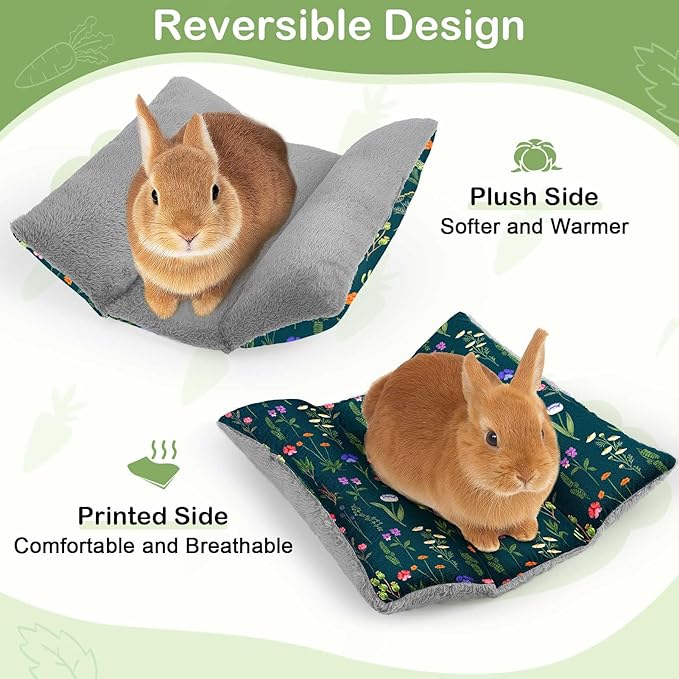 Rabbit Bed 15"X14"Thickened and Soft Bunny Bed Washable Cuddle Cushion Plush Mat Double-Sided Plush Small Pet Flop Mat Cotton Pillow for Rabbit