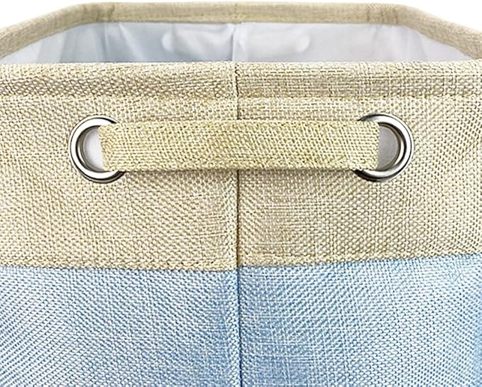 Personalized Foldable Storage Basket with Cute Dog Yorkie Collapsible Sturdy Fabric Pet Toys Storage Bin Cube with Handles for Organizing Shelf Home Closet, Blue amd White