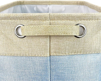 Personalized Foldable Storage Basket with Cute Dog Yorkie Collapsible Sturdy Fabric Pet Toys Storage Bin Cube with Handles for Organizing Shelf Home Closet, Blue amd White