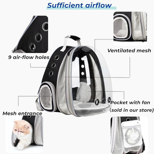 Lollimeow Cat Carrier Backpack, Expandable Bubble Pet Carrier for Cats and Small Dogs, Airline Approved Travel Backpack for Hiking, Walking & Outdoor Adventures - Supports up to 16 lbs