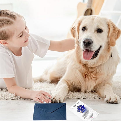 Loss of Pet Sympathy Gift - 3 Pack Glitter Blue Mini Paw Pocket Hug Toy with Memorial Card Envelope Remembrance Bereavement Gift Loss of Dog Cat Sympathy Favor Pet Lovers Stress Relief Toy