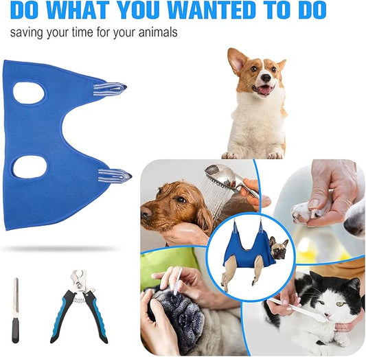 Dog Pet Grooming Hammock,XL Hanging Harness for Nail Trimming, Dog Hammock for Nail Trim, Grooming Sling Holder Helper for Large Dogs, Grooming Hanger Restraint Bag with Clipper