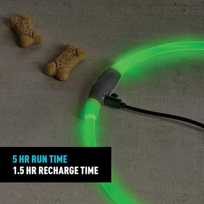 Nite Ize NiteHowl Rechargeable LED Safety Necklace - Dog Light for Dog-Walking Gear - Weather-Resistant Design - 5 Hours Runtime - Cut to Fit from 12” to 27” - Green