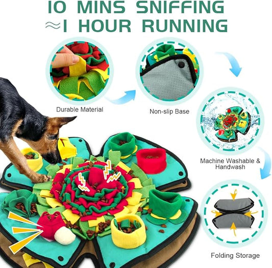 AWOOF Snuffle Mat for Dogs,19" x 19" Interactive Dog Puzzle Toys Encourages Natural Foraging Skills,Durable Dog Feeding Mat for Boredom and Mental Stimulation for Large, Medium and Small Dogs