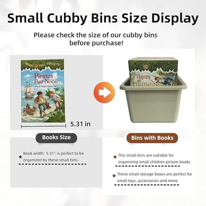 RAUVOLFIA 6 Pack Small Cubby Bin Storage Bins, Multi-Purpose Plastic Storage Bins Stackable Organizer Storage Cubbies for Home, Playroom, Classroom (Boho)