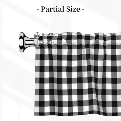 Black and White Checkerboard Curtain Valance Short Rod Pocket Window Treatment for Living Room Bedroom Kitchen Bathroom 1 Panel 54" W x 18" L