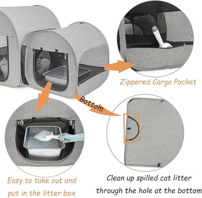 LUCKITTY Portable Cat Playpen, Delivery Room, Enclosure, Postoperative Recovery, House Design for Better Standing, Foldable Pet Tent for Indoor and Outdoor Use, Cat Houses & Condos Light Gray