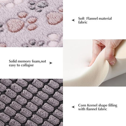 BVAGSS Reversible Dog Crate Pad, Memory Foam Pet Bed Mat, Soft Warm Machine Washable Sleeping Kennel Mattress for Small Medium Dogs XH079 (30''x20''x1.6'',Grey Paw)