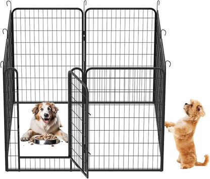 Dog Playpen Indoor - Pet Fence Puppy Exercise Pen for Yard Gate 6/8/12/16Panel Heavy Duty Crates with Doors Metal Dog Pen for Camping Outdoor, Small/Medium Pets (27.76 x 39.37 Inch, Black 8 Panels)