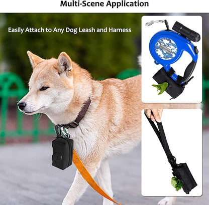 (2 Pack) Dog Poop Bag Holder, Poop Bag Holders for Leashes, CAKOVANO Doggie Waste Bag Dispenser Small Doggy Poop Bag Zipper Pouch with Carabiner Clip with 80 Pet Trash Bags, Black