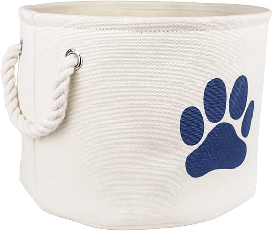Bone Dry Pet Storage Collection Collapsible Bin, Small Round, Off-White