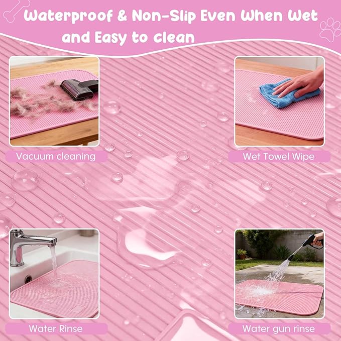 Dog Grooming Table Mat Pad Non Slip，Silicone Durable Premium Non-Slip Dog Bath Mat，Slip Mat - Bathing Mat for Pets，22.45inchX15.75inch (Pink)
