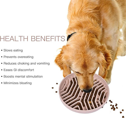 Slow Feeder Dog Bowls, Puzzle Silicone Dog Feeding Bowls with Suction Cups, Anti-Choking, Non-Slip Design, Reduces Boredom, Anxiety, Ideal for Medium to Small Dogs & Cats - XAQMHSW (Pink)