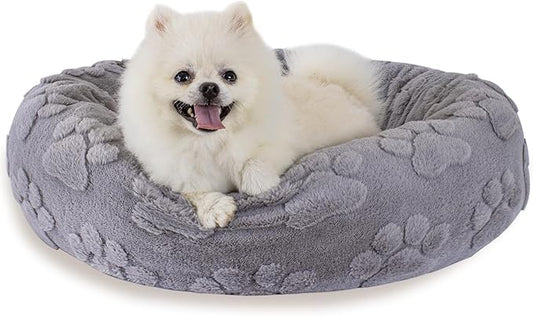 23 Inch Calming Dog Bed for Small Dogs Cats, Kitty Puppy Round Anti-Anxiety Warm Bed, Soft Cozy Anti-Slip Donut Washable Pet Bed, Fits up to 30 lbs Pets