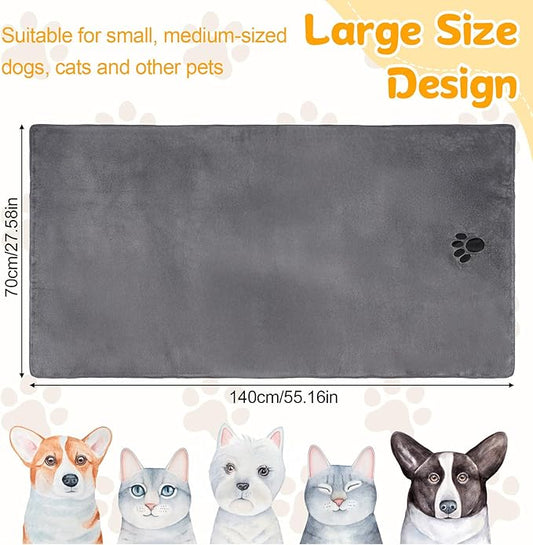 Dog Towels for Drying Dogs Large, Absorbent Microfiber Dogs Bath Towel, 55 x 27.6 Inch Soft Pet Grooming Towel, Dog Shower & Bath Supplies(Grey)